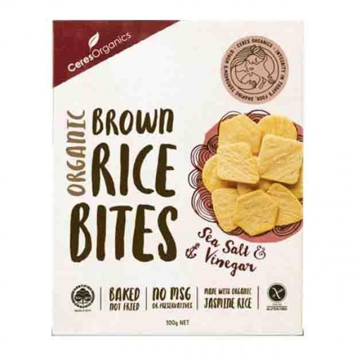 Ceres Organics Organic Brown Rice Bites - Salt And Vinegar (100g)