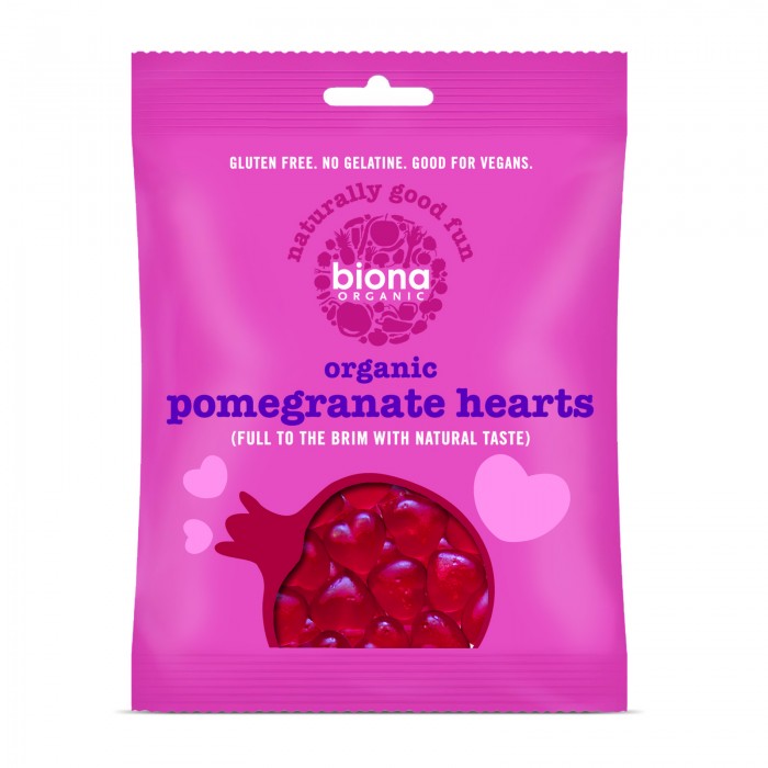 Biona Organics - Pomegranate Hearts Gummy Lollies (75g)