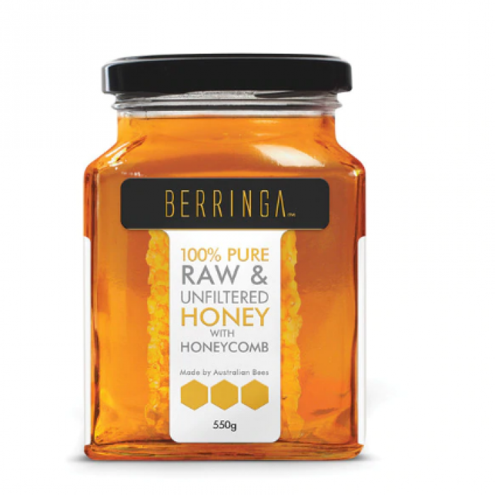 Berringa Raw and Unfiltered Honey with Honeycomb 550g