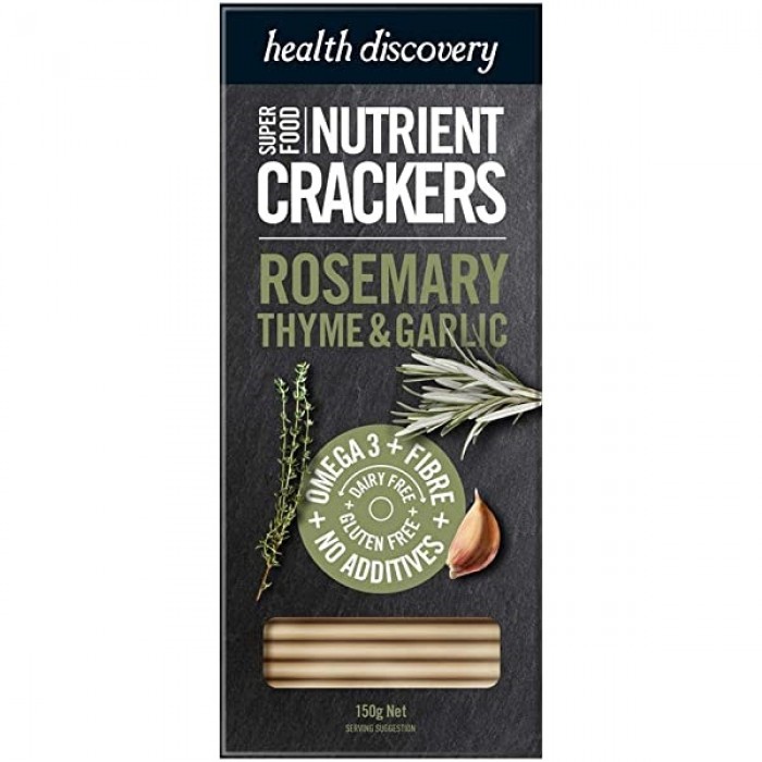 Health Discovery - Super Food Nutrient Crackers Rosemary, Thyme and Garlic (150g)