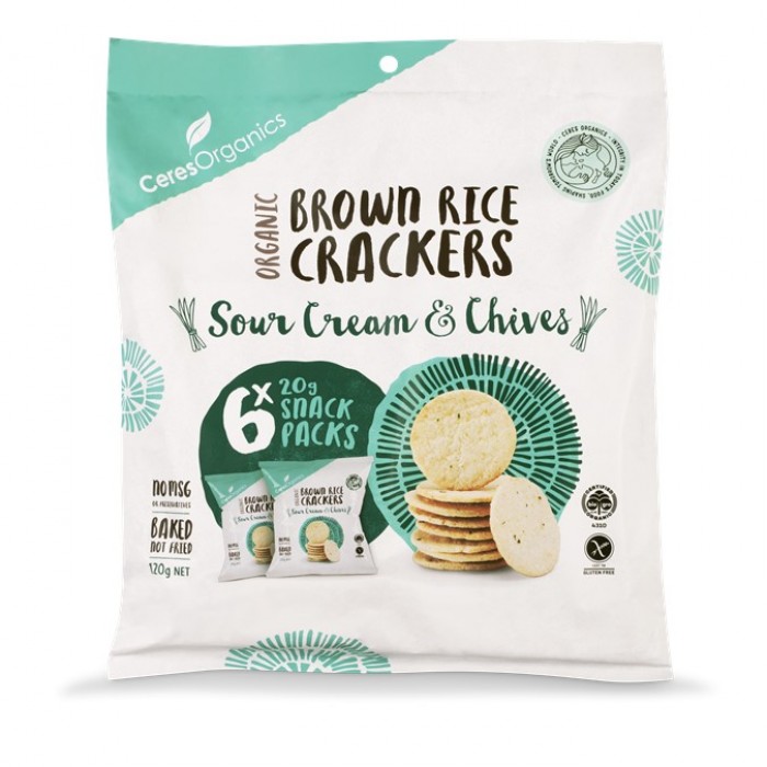Brown rice crackers snack size sour cream & chives - 20g x 6